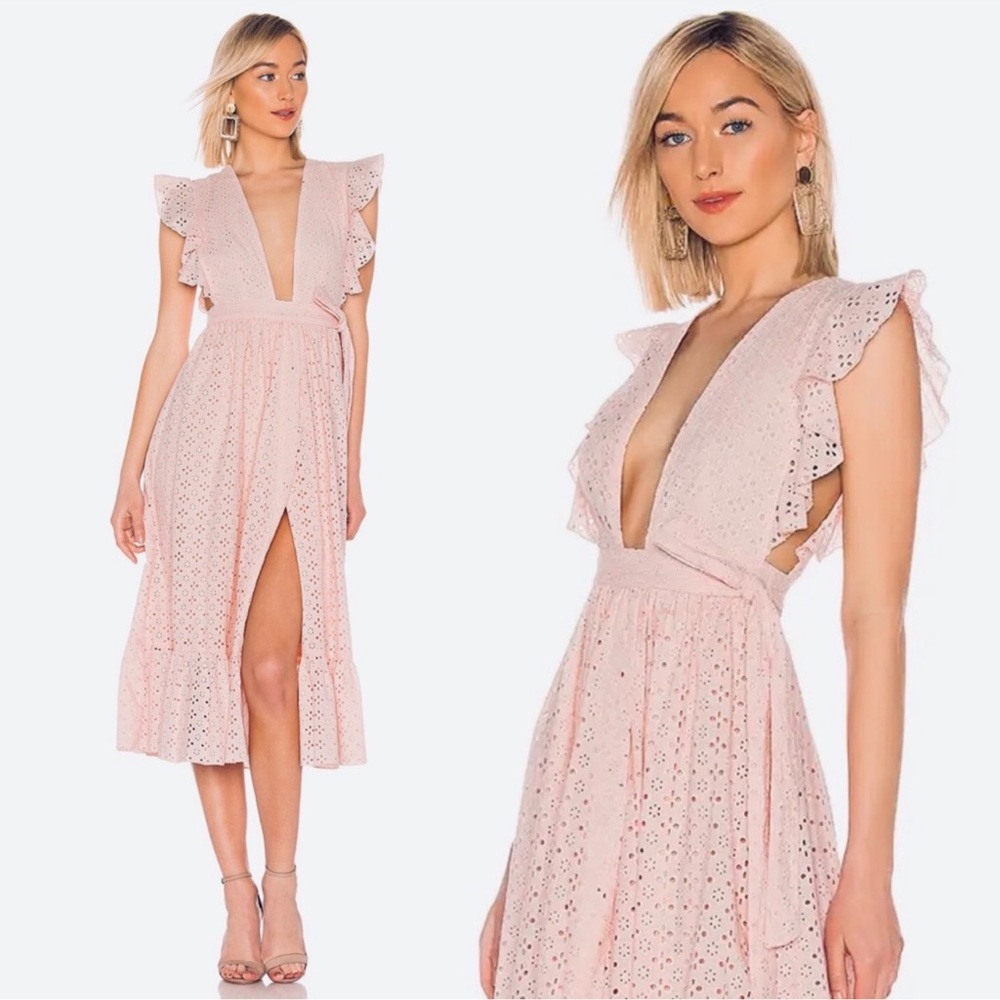 MAJORELLE (Reversible) Midi Dress In Ballet Pink Rare Gem💎